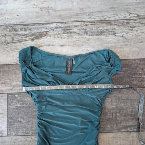 Norma Kamali Green Ruched Bodycon Midi Dress - Picture 10 of 12